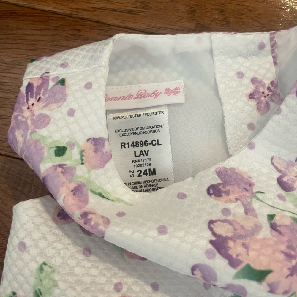 Bonnie Baby Lavender Polka Dot Kids Coat and Matching Floral Dress - Picture 6 of 9